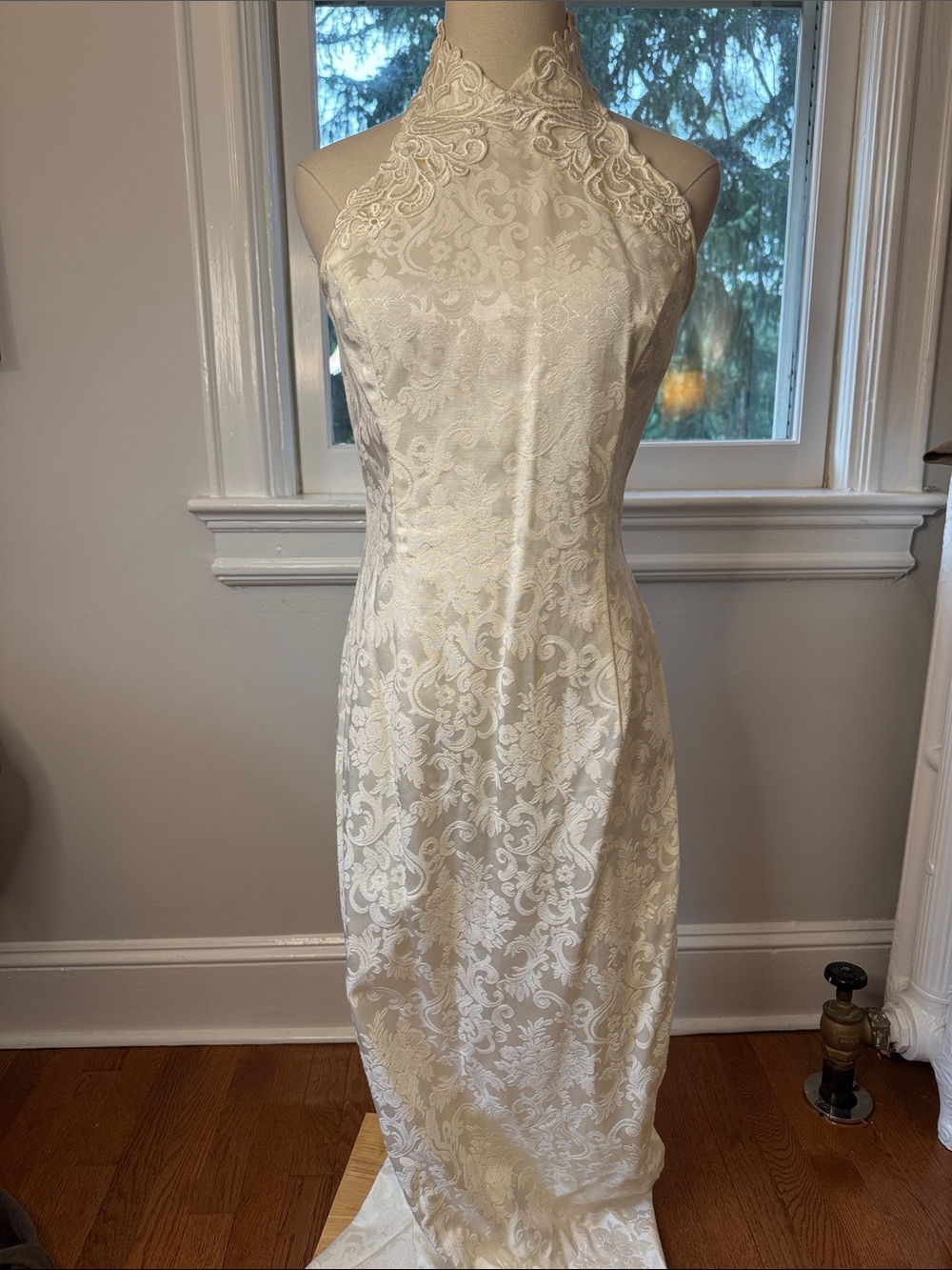 Vintage Scott McClintock Ivory Jacquard sleeveless maxi Dress